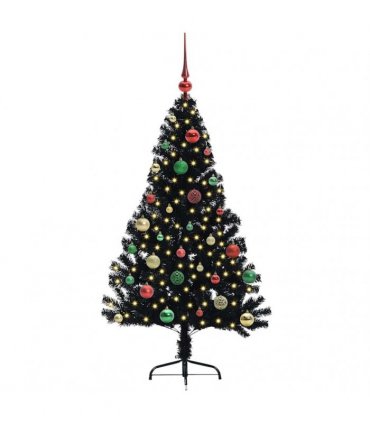 vidaXL Artificial Pre-lit Christmas Tree Black 150 cm PVC
