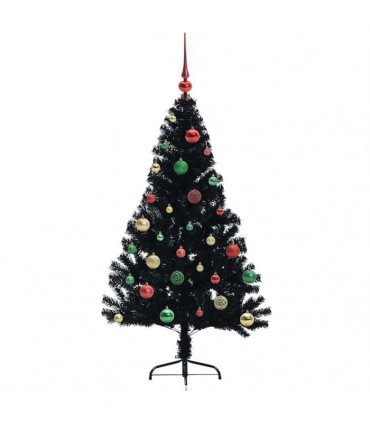 vidaXL Artificial Pre-lit Christmas Tree Black 150 cm PVC