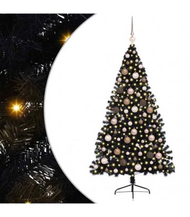 vidaXL Artificial Pre-lit Christmas Tree Black 180 cm PVC