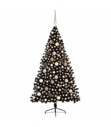 vidaXL Artificial Pre-lit Christmas Tree Black 180 cm PVC