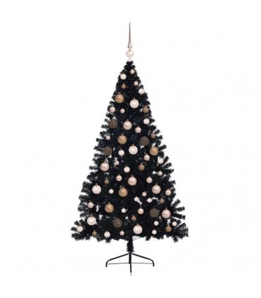 vidaXL Artificial Pre-lit Christmas Tree Black 180 cm PVC