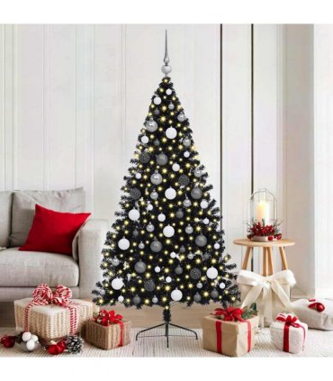 vidaXL Artificial Pre-lit Christmas Tree Black 180 cm PVC