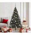 vidaXL Artificial Pre-lit Christmas Tree Black 180 cm PVC
