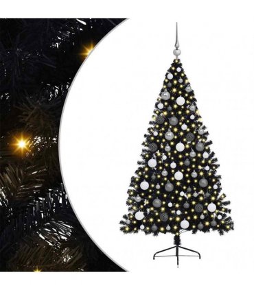 vidaXL Artificial Pre-lit Christmas Tree Black 180 cm PVC