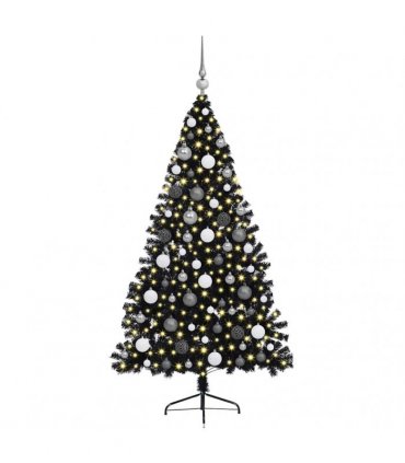 vidaXL Artificial Pre-lit Christmas Tree Black 180 cm PVC