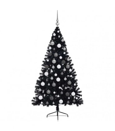 vidaXL Artificial Pre-lit Christmas Tree Black 180 cm PVC