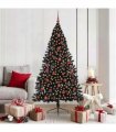 vidaXL Artificial Pre-lit Christmas Tree Black 180 cm PVC