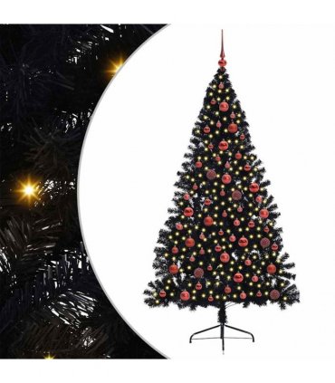 vidaXL Artificial Pre-lit Christmas Tree Black 180 cm PVC