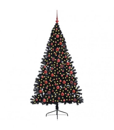 vidaXL Artificial Pre-lit Christmas Tree Black 180 cm PVC