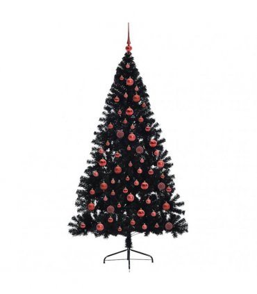 vidaXL Artificial Pre-lit Christmas Tree Black 180 cm PVC