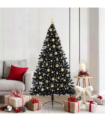 vidaXL Artificial Pre-lit Christmas Tree Black 180 cm PVC