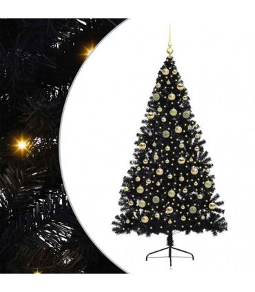 vidaXL Artificial Pre-lit Christmas Tree Black 180 cm PVC