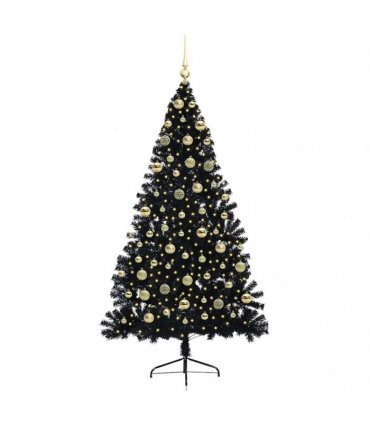 vidaXL Artificial Pre-lit Christmas Tree Black 180 cm PVC