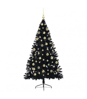 vidaXL Artificial Pre-lit Christmas Tree Black 180 cm PVC