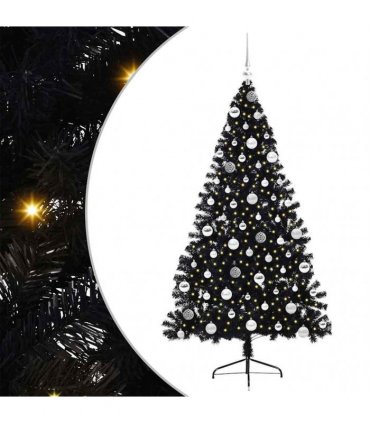 vidaXL Artificial Pre-lit Christmas Tree Black 180 cm PVC