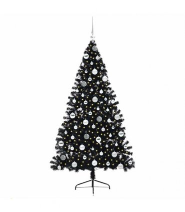 vidaXL Artificial Pre-lit Christmas Tree Black 180 cm PVC
