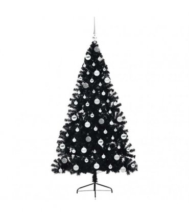 vidaXL Artificial Pre-lit Christmas Tree Black 180 cm PVC