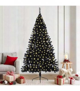 vidaXL Artificial Pre-lit Christmas Tree Black 210 cm PVC