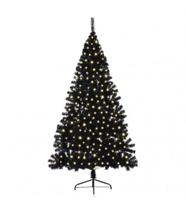 vidaXL Artificial Pre-lit Christmas Tree Black 210 cm PVC
