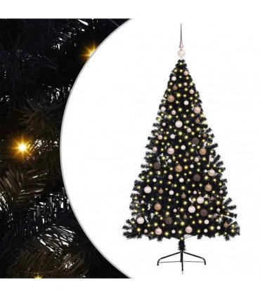 vidaXL Artificial Pre-lit Christmas Tree Black 210 cm PVC