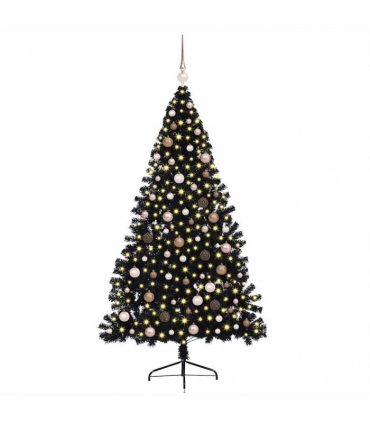 vidaXL Artificial Pre-lit Christmas Tree Black 210 cm PVC