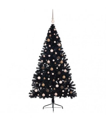 vidaXL Artificial Pre-lit Christmas Tree Black 210 cm PVC