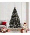 vidaXL Artificial Pre-lit Christmas Tree Black 210 cm PVC