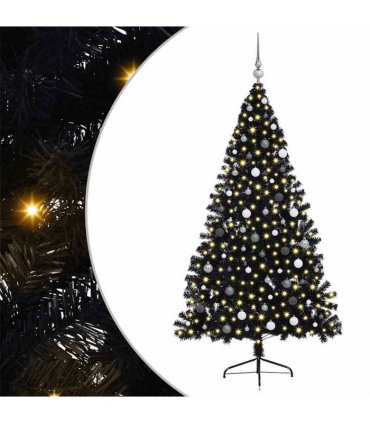 vidaXL Artificial Pre-lit Christmas Tree Black 210 cm PVC