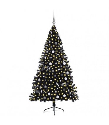 vidaXL Artificial Pre-lit Christmas Tree Black 210 cm PVC