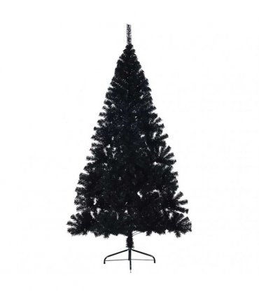 vidaXL Artificial Pre-lit Christmas Tree Black 210 cm PVC
