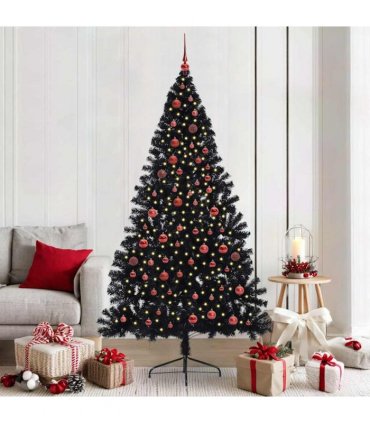 vidaXL Artificial Pre-lit Christmas Tree Black 210 cm PVC