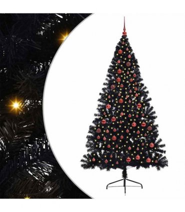 vidaXL Artificial Pre-lit Christmas Tree Black 210 cm PVC