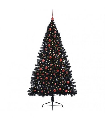 vidaXL Artificial Pre-lit Christmas Tree Black 210 cm PVC