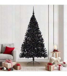 vidaXL Artificial Pre-lit Christmas Tree Black 210 cm PVC