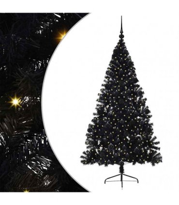 vidaXL Artificial Pre-lit Christmas Tree Black 210 cm PVC