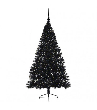 vidaXL Artificial Pre-lit Christmas Tree Black 210 cm PVC
