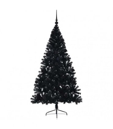 vidaXL Artificial Pre-lit Christmas Tree Black 210 cm PVC