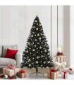vidaXL Artificial Pre-lit Christmas Tree Black 210 cm PVC