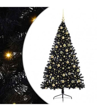 vidaXL Artificial Pre-lit Christmas Tree Black 210 cm PVC