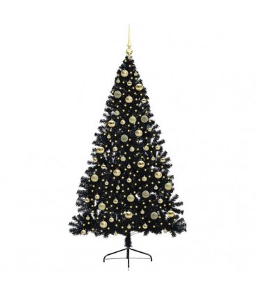 vidaXL Artificial Pre-lit Christmas Tree Black 210 cm PVC