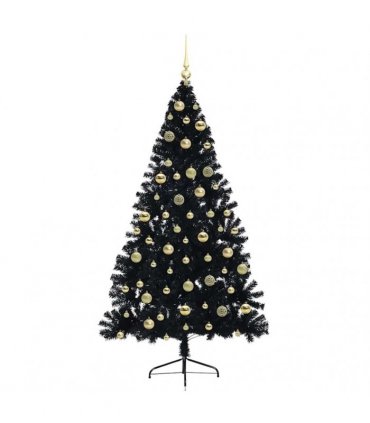 vidaXL Artificial Pre-lit Christmas Tree Black 210 cm PVC