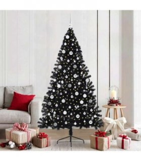 vidaXL Artificial Pre-lit Christmas Tree Black 210 cm PVC