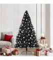 vidaXL Artificial Pre-lit Christmas Tree Black 210 cm PVC