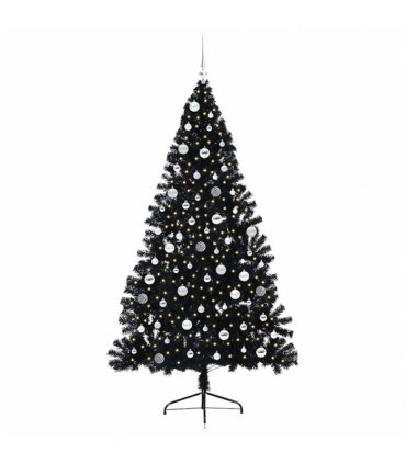 vidaXL Artificial Pre-lit Christmas Tree Black 210 cm PVC
