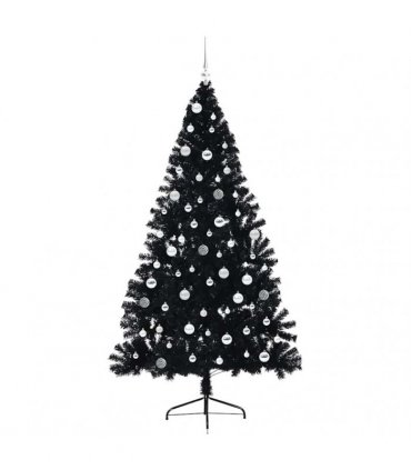 vidaXL Artificial Pre-lit Christmas Tree Black 210 cm PVC