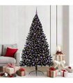 vidaXL Artificial Pre-lit Christmas Tree Black 210 cm PVC