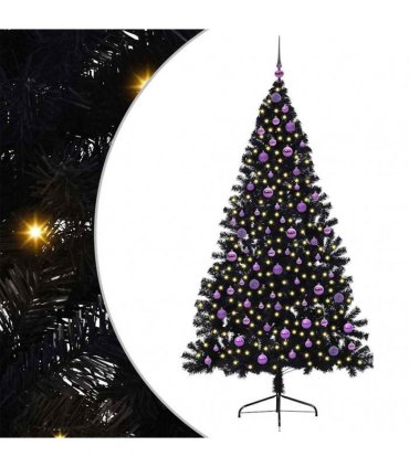 vidaXL Artificial Pre-lit Christmas Tree Black 210 cm PVC