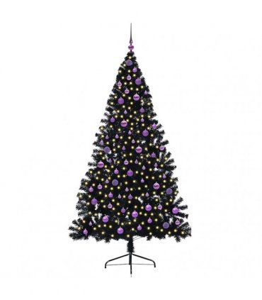vidaXL Artificial Pre-lit Christmas Tree Black 210 cm PVC