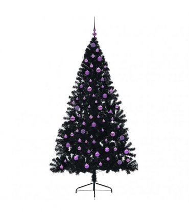 vidaXL Artificial Pre-lit Christmas Tree Black 210 cm PVC