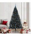 vidaXL Artificial Pre-lit Christmas Tree Black 210 cm PVC